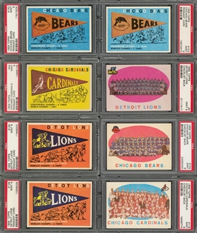 1959 Topps Football Team and Team Pennant PSA-Graded Collection (14)